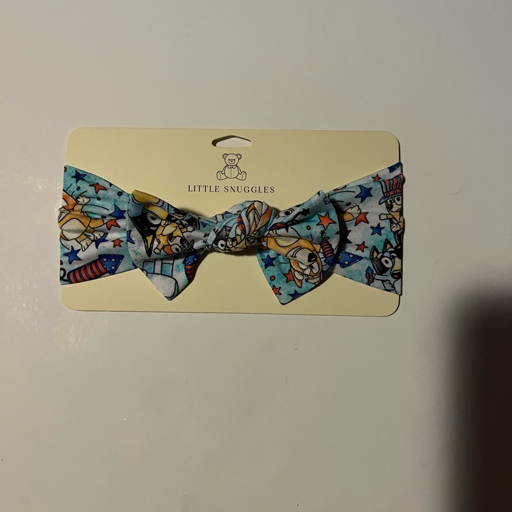 hair bow - Blue and White
